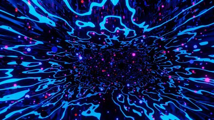 Abstract festive bg with bright reflection. Vj loop neon room. Mirror room with neon light.Dark room disco lights. Seamless looped bg with neon light. Night club bright neon style bg. - Powered by Adobe