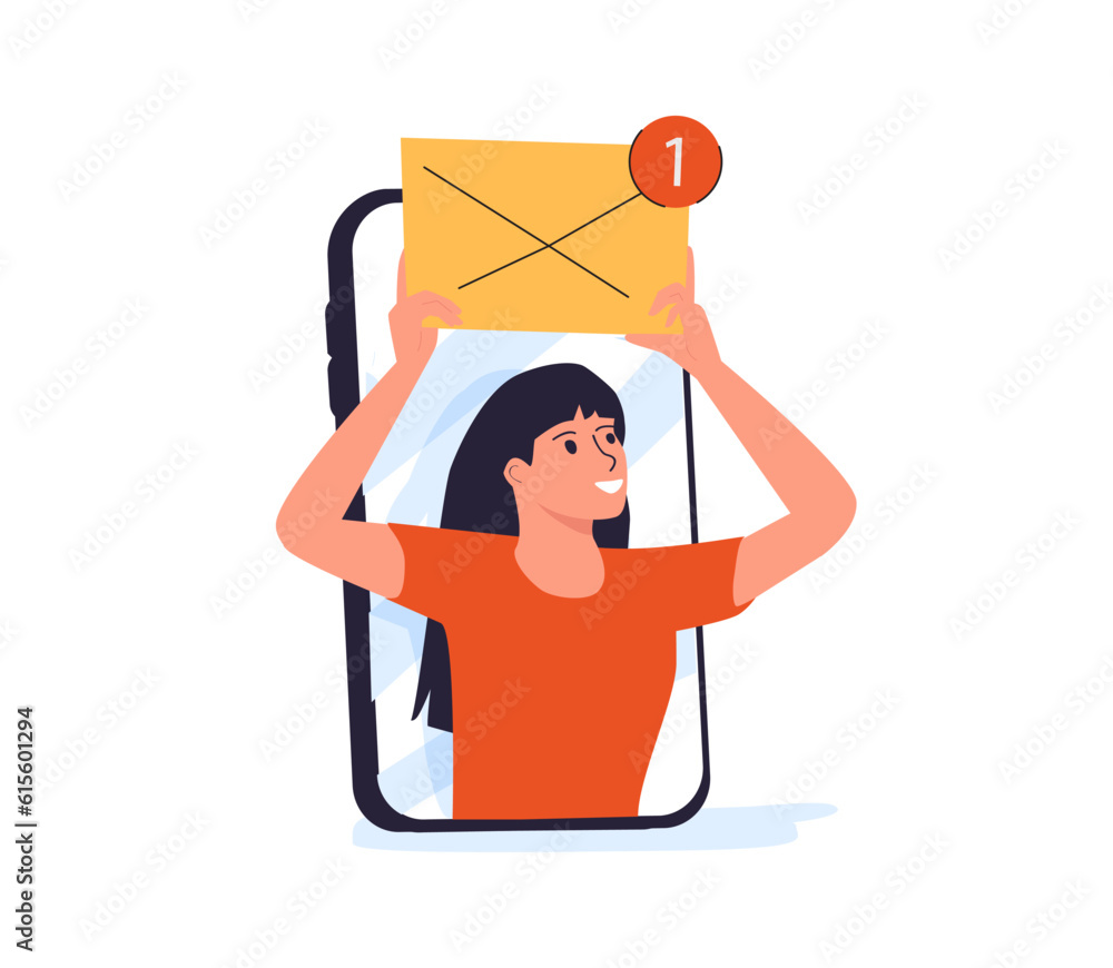 Poster inbox mail concept. new message notification, letter in online envelope. newsletter in mailbox. e-ma