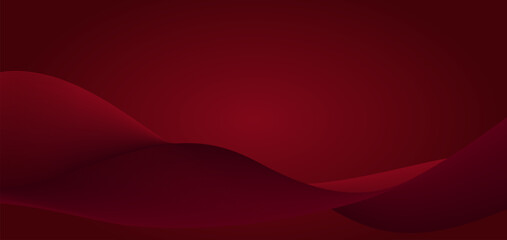 Abstract dark red background with smooth wave lines. Vector horizontal background template for poster, digital business banner, formal invitation, luxury voucher, Gift certificate. Vector illustration
