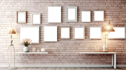 mock up poster wall interior design multiple frames