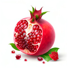 pomegranate isolated in png format on white background studio close up minimalist packshot mode. AI Generative image