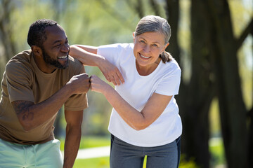 Mature couple feeling tired after a long morning run