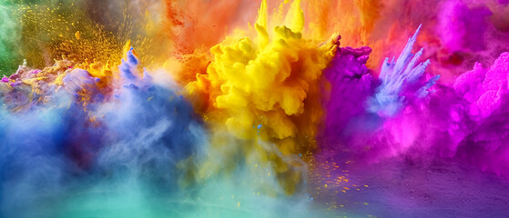many colorful colors used in Holi festival (Generative AI)