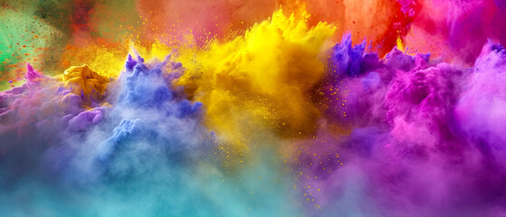 Fototapeta na wymiar many colorful colors used in Holi festival (Generative AI)