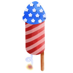 Happy 4th of July firework watercolor Illustration element