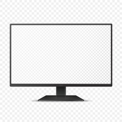 Vector 3d Realistic Modern TV Screen. Minimalistic Stylish Lcd Panel, Led TV Frame. Large Computer Monitor Display Design for Mockup. Blank Television Template. Catalog, Web Site Concept. Front View