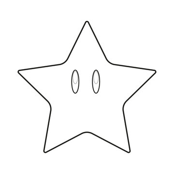 Super Star Cartoon with Eyes Coloring Page Vector Icon