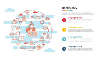 bankruptcy financial concept for infographic template banner with four point list information