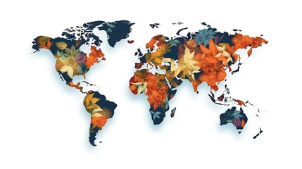 Map of world in flowersChat with AI or Artificial Intelligence technology. Generative ai