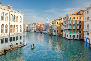 Fototapeta na wymiar The Grand Canal in Venice at a beautiful sunny morning, Italy, Europe.