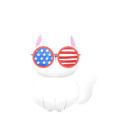Happy 4th of July cat watercolor Illustration element