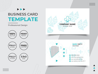 Double-sided Professional Medical Doctor Healthcare Business Card Design Template. Vector illustration