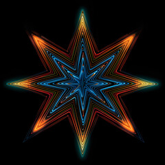 Light octogram, geometric, neon, abstract, star, eight tips, design