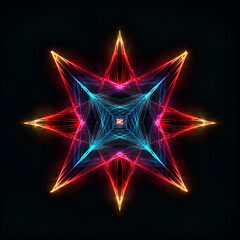 Neon octogram, geometric, abstract, star, Eeght tips, design