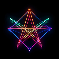 Neon pentagram, geometric, abstract, star, five tips, design