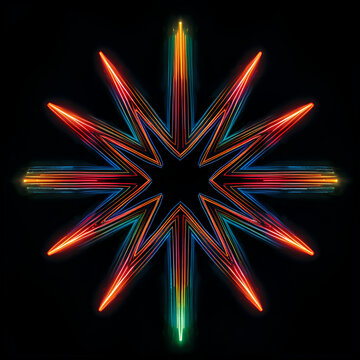 Neon dodecagram, abstract, star, twelve tips, design