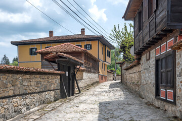 Street and old houses in Koprivshtitsa, Bulgaria