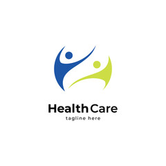 healthy people or happy family logo, world health icon vector