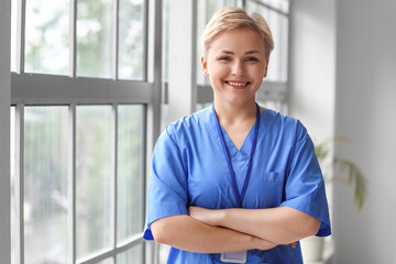 Female medical intern in clinic