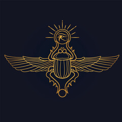 Egyptian Scarab and Holy Egyptian eye of horus with wings 
