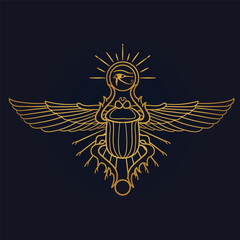 Egyptian Scarab and Holy Egyptian eye of horus with wings 