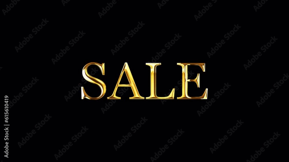 Poster loop sale golden shine light motion text effect animation on black abstract background. promote adve