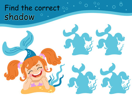Find the correct shadow laughing mermaid vector
