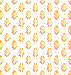Geometric leaves and dots seamless pattern. Vector illustration for decor, textiles, packaging, invitations, wallpapers, wrapping paper.