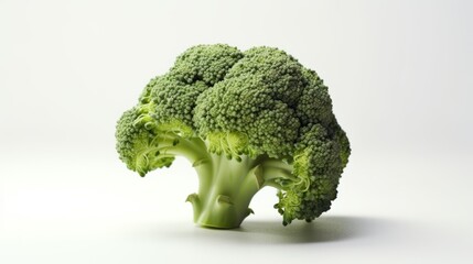 Broccoli on white background. Created with Generative AI technology.
