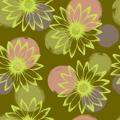 African daisy pretty vector repeat rapport. Sunflower bloom over