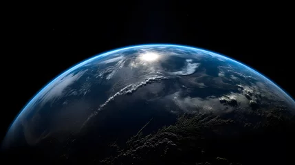 Abwaschbare Fototapete Vollmond und Bäume 宇宙から見た地球の壮大な景観 No.023   A Majestic View of Earth from Space Generative AI