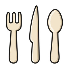 collection of cutlery set spoon, fork, knife, white vector illustration that looks cute, suitable for children's, food themed designs.