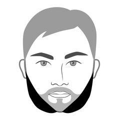 Wolverine Beard style men in face illustration Facial hair Shadow mustache. Vector grey black portrait male Fashion template flat barber collection set. Stylish hairstyle isolated outline on white.