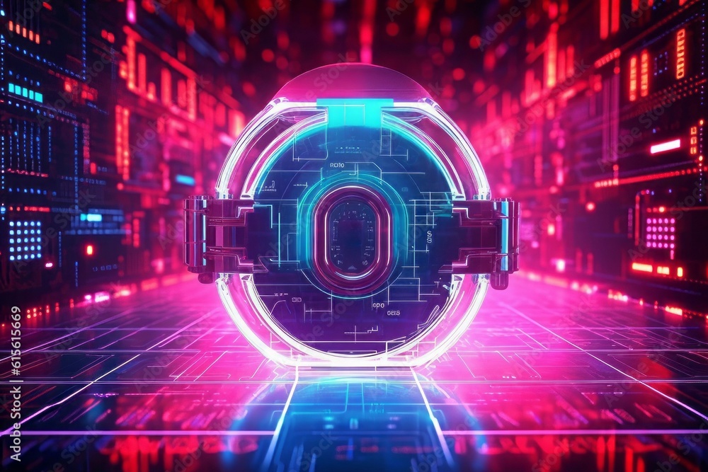 Aufkleber abstract futuristic backdrop concept of internet security and personal data protection. ai generated