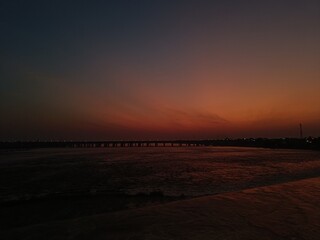 Fototapeta premium sunset over the river