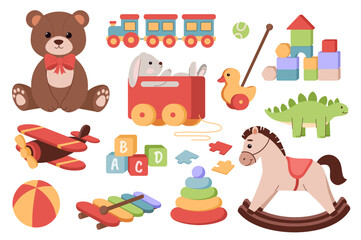 Cute toys for kids set concept