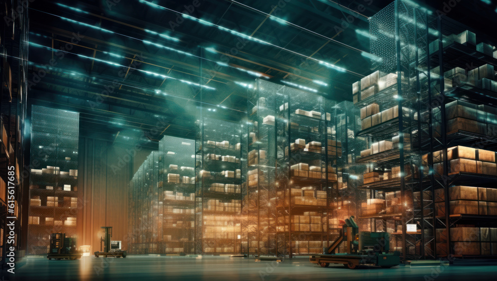 Poster embracing digital transformation: smart warehouse with augmented reality and robotic automation
