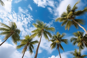 Fototapeta premium Palm trees with cloudy sky