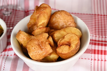 rustic potato roasted with garlic and spices snack