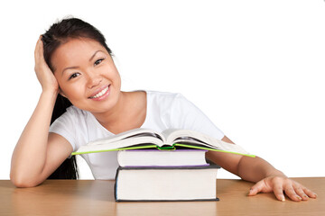 Portrait of a Young Woman Studying