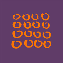 Vector image of circles of different types. Strokes with brush and ink. Calligraphy, sketch, graphics, east, minimalism. Orange, purple. Eps10