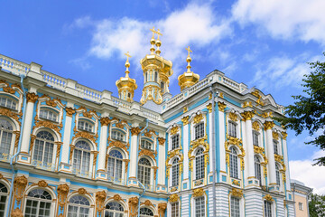 Catherine Palace and church of the Resurrection of Christ in Pushkin, St Petersburg