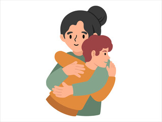 Obraz premium Mother hugging Son or avatar icon illustration 