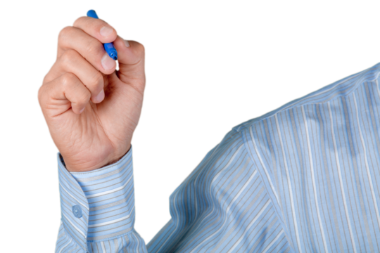 Closeup of a Businessman Writing on the Air