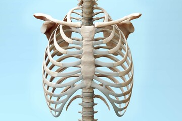 Rib cage on blue background