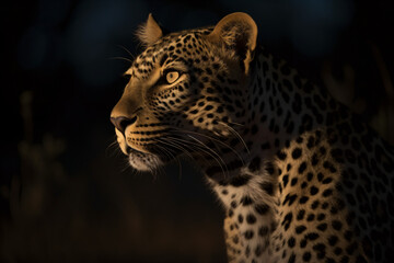 A close up portrait of a cheetah on a dark background Generative Ai