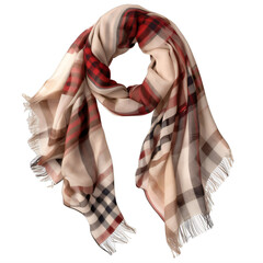 A plaid scarf with fringes on a transparent background png isolated Generative Ai