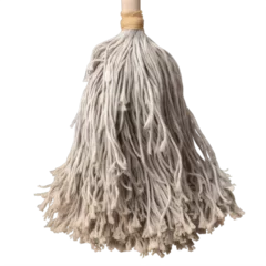 Fotobehang A white mop with a wooden handle on a transparent background png isolated Generative Ai © Eduardo