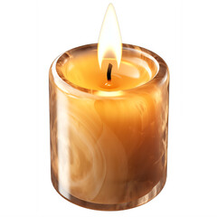 A lit candle on a glass container on a transparent background png isolated Generative Ai