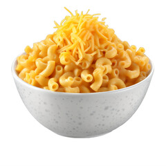 A white bowl filled with macaroni and cheese on a transparent background png isolated Generative Ai